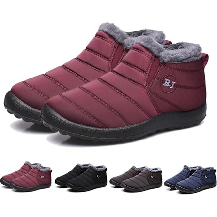 Talvsaappaat Miesten ja Naisten Talvi Lumi Saappaat Turkivuoret Vedenpitävät Slip On Ulkoilma Lämpimät Nilkkasaappaat Punainen