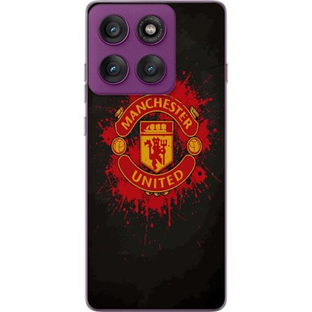 Kompatibelt Mobildeksel til Motorola Motorola Edge 60 Pro Manchester United logo i rød og gul farge med røff sportslig bakgrunn