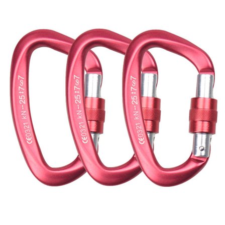 IC klatrende autolåsende karabinhager, professionel 25kN (25500kg) Rød