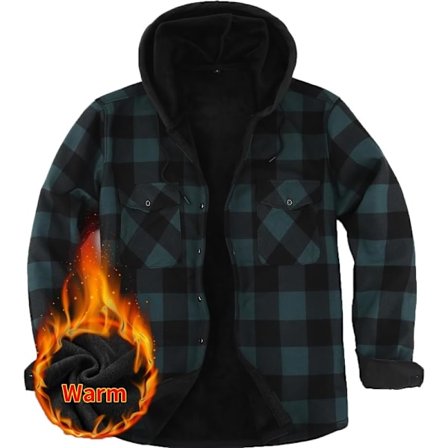 Mænds Ternet Skjorte Puderet Varmt Foret Check Skjorter Mænd Casual Ternet Skjorter med Lomme Mænds Hættetrøje Check Jakke