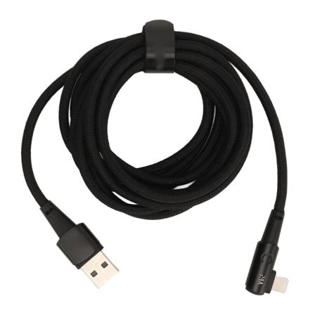 Iphone laturijohto 90 astetta 6,6 jalkaa helposti kytkettävä 2,4 A pikalatauskaapelit Johto Oikeakulmainen USB -latauskaapeli musta