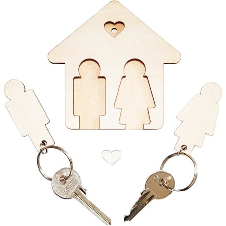 Trä Nyckelring Par - Julgåva Par - Inflyttningspresent - Nyckelring Kvinna - Parpresenter Årsdag