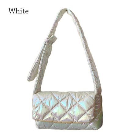 Rutete skuldervesker Puffy håndvesker HVIT