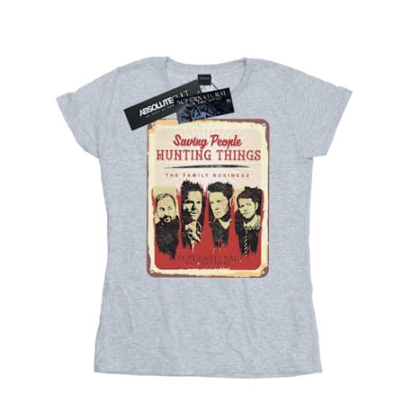 Supernatural Dam/Kvinnor Familjeföretag Skylt Bomull T-shirt