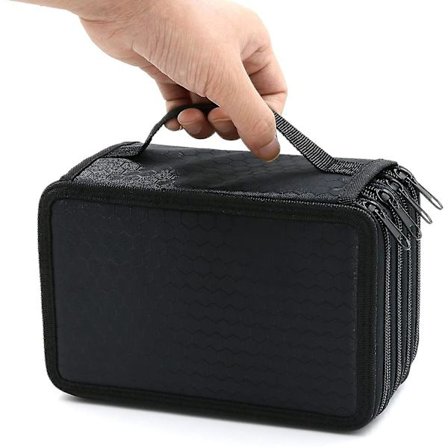 72 spor 4-lags glidelås pennal med håndtak, Oxford-stoff