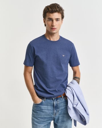 GANT Herren Regular Fit T-Shirt (L) Denim Melange