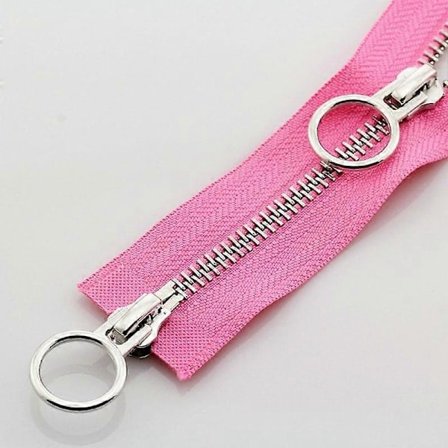 5# 70/90cm Metal Lynlås Dobbelt Skyder Rund Ring Lynlås Til DIY Syning Tøj pink 90cm