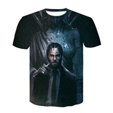 Fira din favorit actionhjälte genom att bära en bekväm och trendig John Wick tryckt kortärmad T-shirt-140