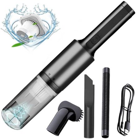 Multifunktionell bärbar dammsugare Superstark sug Handhållen dammsugare Bil Användning Trådlös dammsugare(Svart)