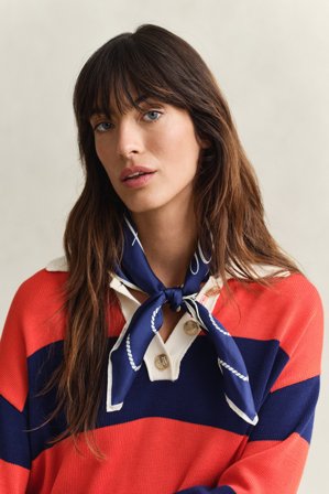 GANT Damen Rope Seidentuch mit Print (ONE SIZE) Marineblau