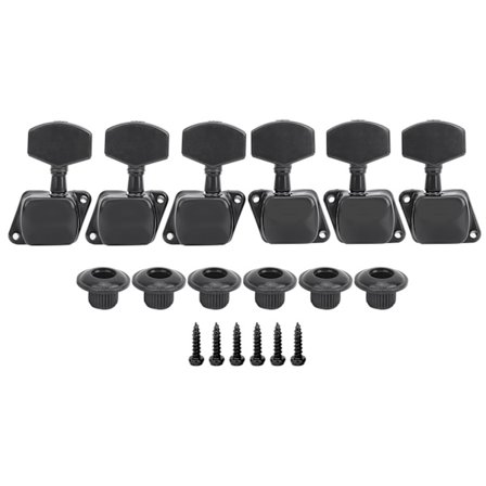 Stemmeskruer for halvlukket gitar, 3 venstre 3 høyre, musikkinstrumentdeler (Svart)