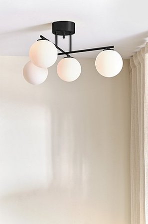 Jotex - Loftlampe Opalhvid/sort - FELICITY - Køb Loftlamper hos Jotex