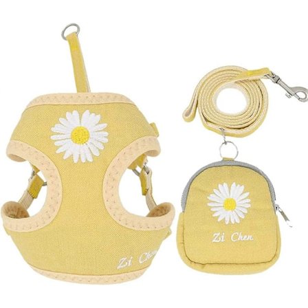 Hundsele för Små Hundar, Koppel med Påsar, Söt Daisy, Dragfri Sele för Små Hundar och Katter, Mjuk Andningsbar Mesh Valpsele