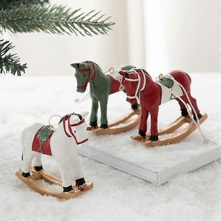 Uusi kolmiulotteinen keinuhevonen pieni riipus puun koristelu riipus retro koristelu[HK]