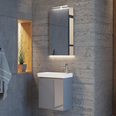 Arrow Victoria Speil 45 cm, med belysning Grå, Baderom