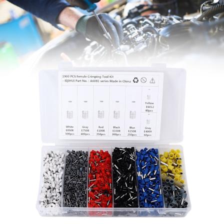 1900 stk. Wire Ferrule Terminaler Pin Type Kobber Tin Belegg 7 Størrelser Isolerte Ledningskontakter Universal for Biler