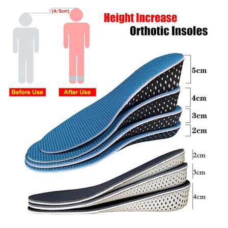 Memory Foam Invisible Height Öka innersulor BLÅ-2CM