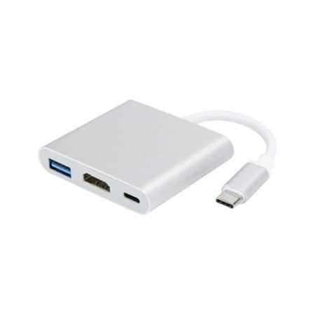3-i-1 USB Type-C Hubb, USB 3.1 till USB-C Adapter, HDMI-kabelhubb, 4K USB 3.0 med Aluminiumhölje för OS X