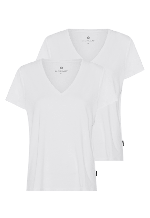 JBS of Denmark 2-pack Bambu, T-shirt V-neck, Svart Linnen Dam Vit XS