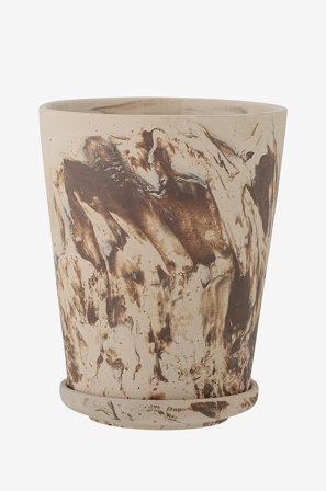 Bloomingville - Kukkaruukku Stacy ja aluslautanen - Ruskea - Ruukut & maljakot - - Homeroom