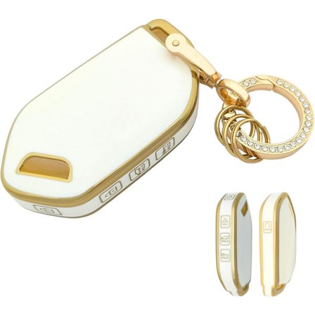 Nøglefjernbetræk til Kia Blød TPU Smart Bilnøgle Skal Beskyttelse Kompatibel med Kia Telluride 2023/2024 Med Nøglering (Hvid) W