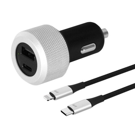 Just Mobile Highway Turbo med biloplader USB-C til Lightning-kabel