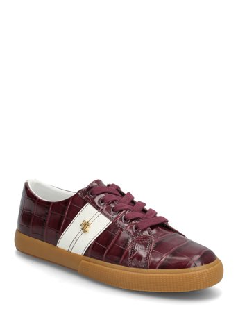 Lauren Ralph Lauren Janson Ii Croc-Embossed Leather Sneaker - Burgundy - 39
