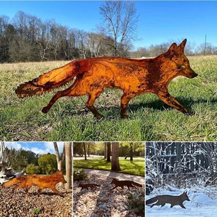 Hiipivä maalaismainen metalliset kettu puutarhakoriste panokset, kettu rauta puutarhakoriste (FMY)