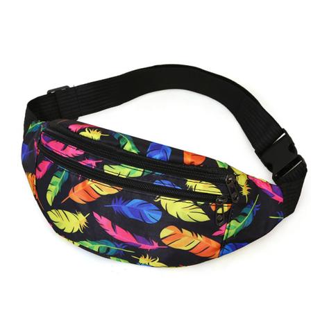Fanny Pack juoksuhihna vyötärölaukun organizer ulkona vapaa-ajan painatus tiiviisti istuva Style 2 black