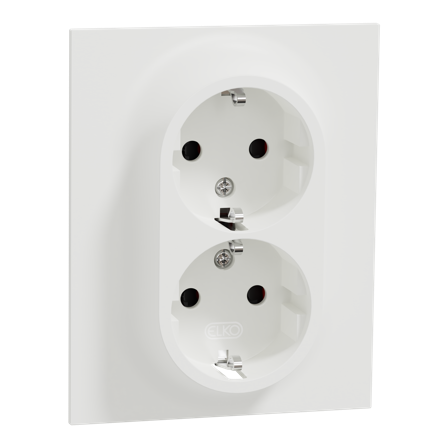 Elko EKO50073 Pistorasia 2-osainen, maadoitettu, jousiliittimillä Valkoinen, Kytkimet & pistorasiat