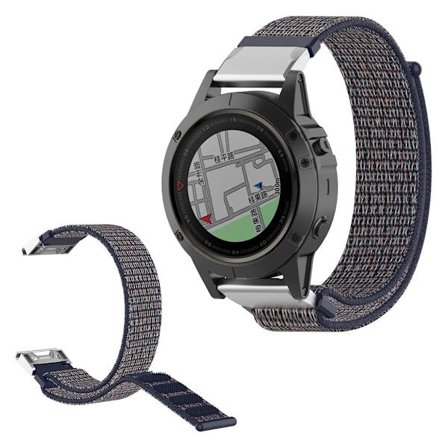 Garmin Fenix 6X / Fenix 5X / Fenix 3 nylon loop Urrem - Marineblå