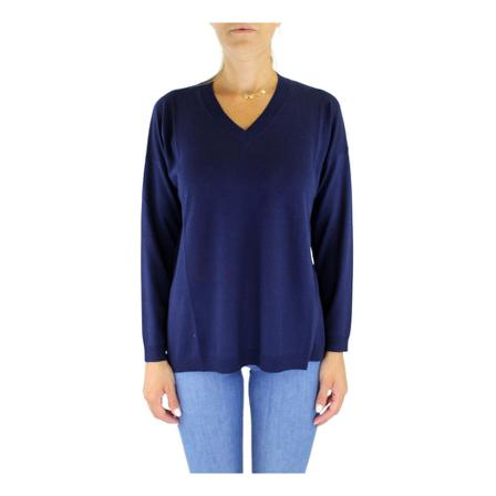 Kangra V-neck Strik Blå, Dame Striktrøjer