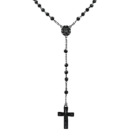 Herre rosenkrans i svart rustfritt stål 52 cm