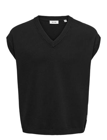 Onslusim Life Rlx 12 V-Neck Vest Knit Black ONLY & SONS