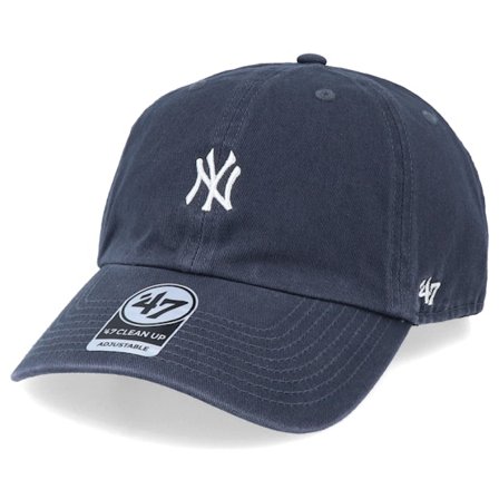 47 Brand - MLB Blau Unconstructed Cap - New York Yankees Base Runner Clean Up Vintage Navy/White Adjustable @ Hatstore