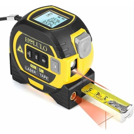 3-i-1 Digital Laser Afstandsmåler med Krydslaser, 40m Digital Laser Afstandsmåler, 5m Målebånd-max