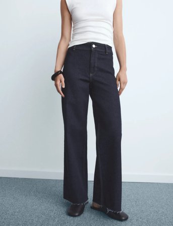 Mango Catherin Culotte High-Rise Jeans - Navy - 34