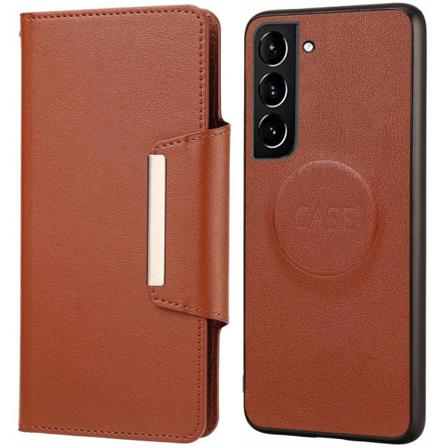 Skalo Samsung S21 Fe Dolizma 2 I 1 Magnet Plånboksfodral - Brun Brun