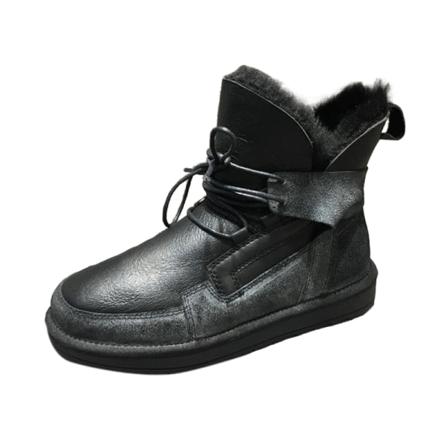 Damer Med Snörning Fuzzy Warm Booties Plyschfoder Snöstövlar