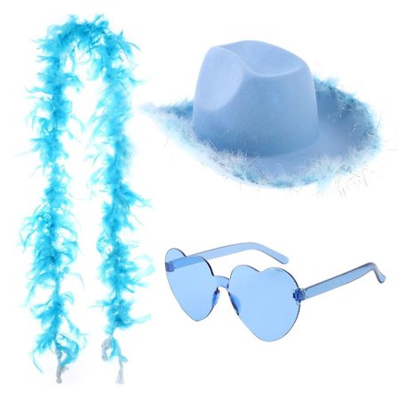 Cowboyhatt Fluffy Feather Boa BLÅ