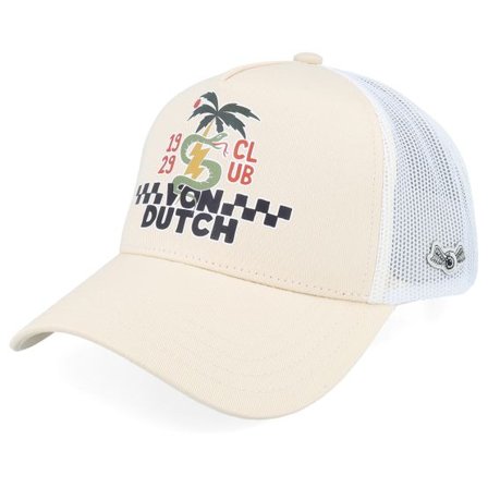 Von Dutch - Beige trucker Keps - Screen Print White/Beige A-Frame Trucker @ Hatstore