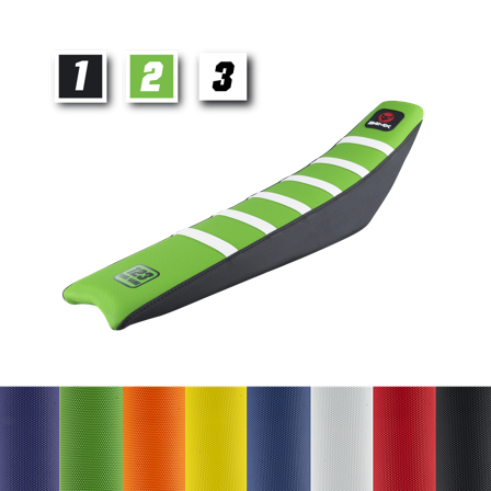 24MX Trefärgat Personaliserat Sadelöverdrag Namn/Nummer - Husaberg FE570 2009-2012