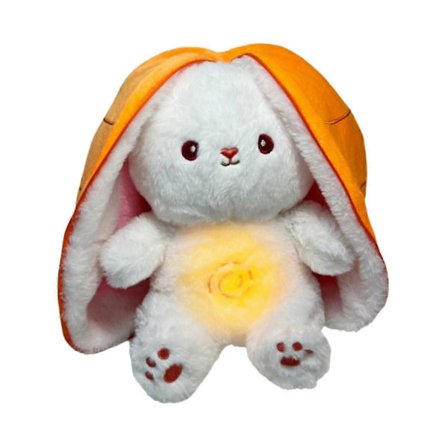 Åndedrætskanin Plyslegetøj med Beroligende Musik og Lys, Musikalsk Jordbærgulerodskanin Plyslegetøj, Dukke, Sut, Nyfødt Spædbarn Drenge Piger