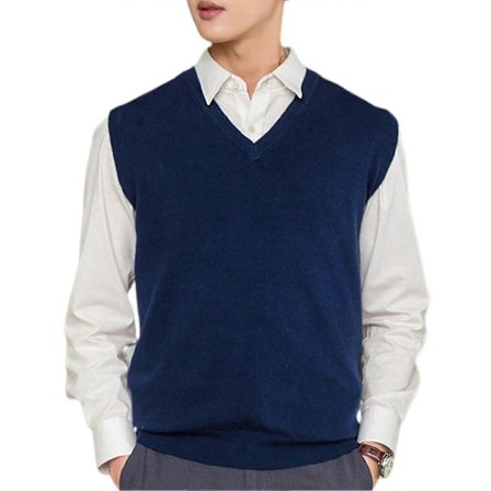 Ermeløs Løs Varm Genser Vest Herre V-hals Pullover Vest