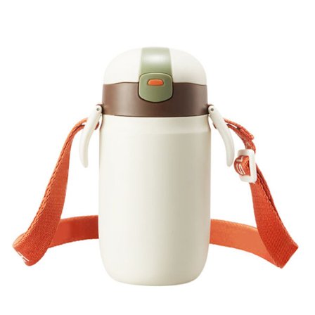 Rostfri Vakuumisolerad Mugg med Lock Sugrör Varmt Kallt Vatten Student Pendling Vit 360ml