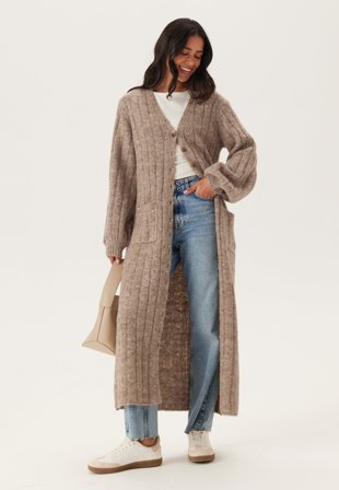 Happy Holly - Knitted Cardigan Dress - Beige melange