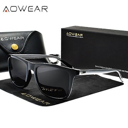 AOWEAR HD Mörkerseende Glasögon Män Aluminium Gula Linser Solglasögon Män Polariserade Natt Säker Körning Glasögon Oculos Gafas De Sol