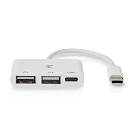 USB Hub - NEDIS - CCGB64785WT01 - 3 portar - USB-C och USB 2.0 - Vit