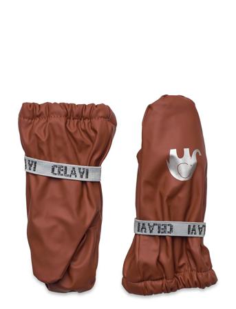Padded Pu-Mittens Accessories Gloves & Mittens Rain Gloves Brun CeLaVi