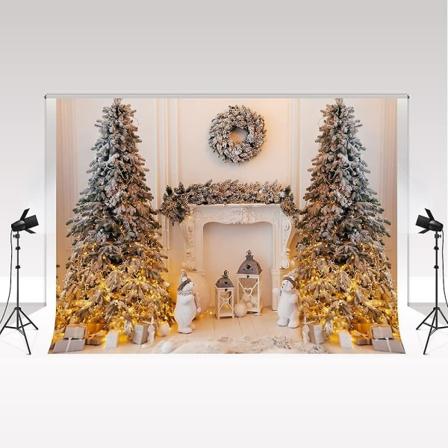 Kate Julebakgrunn for fotografering Juletre Hvit Peis Fotostudio Bakgrunn